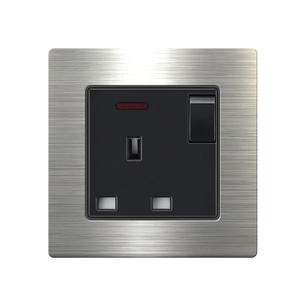 Stainless steel Switch W88- UK Socket With Switch With Indicator Light-Silver